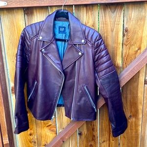 Oxblood colored Gap Leather Jacket